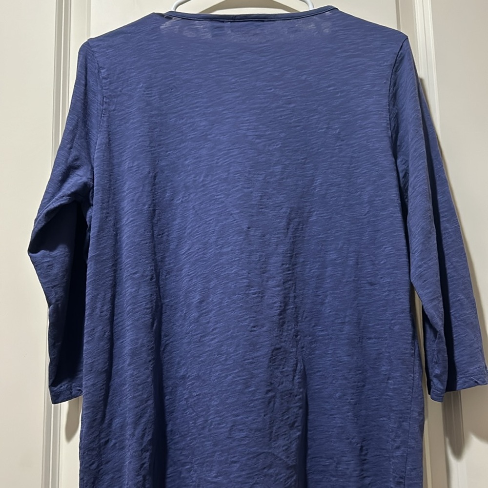 L.L. Bean detailed crochet embellished tunic boho top 3/4 sleeves cotton size S - Picture 3 of 8